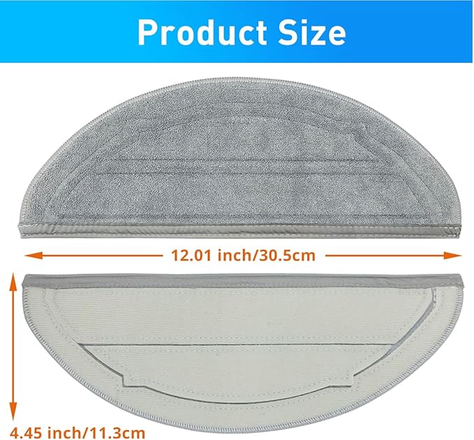 4 Pack Mop Pads Replacement Compatible with Roborock Q10 S5/Q10 S5+/Q10 X5/Q10 X5+ Robot Vacuum Cleaner