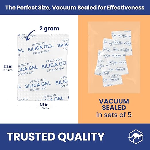 Wallaby 2g Silica Gel Desiccant Packs – 350 Packets (Food Safe, Rechargeable)