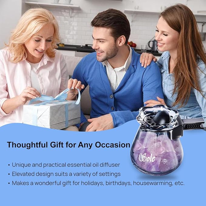 Car Diffuser Glass Bottles with Crystals Natural Stone for Spreading Essential Oils,Blue Lotus Design Glass jar as air freshener Vent Clip,car Vent Decor Accessories Pack of 2 (Pink + Pink)