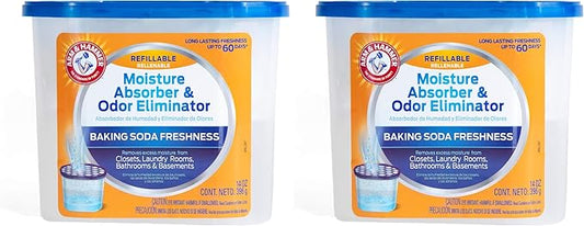 Arm & Hammer Fragrance Free Refillable Moisture Absorber and Odor Eliminator 14 oz. Tub (Pack of 2)