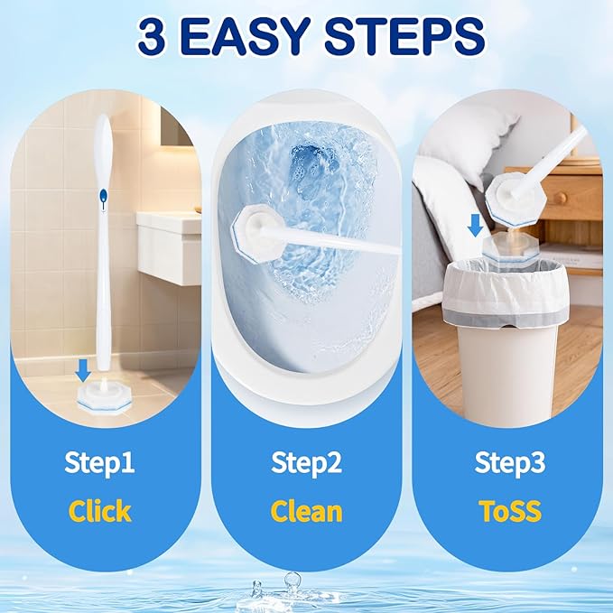60 Count Disposable Toilet Wand Refills for Toilet Wand, 5X Cleaning Power Scrubber Refill, Bathroom Cleaning Supplies, No Falling Apart, Fresh Fragrance