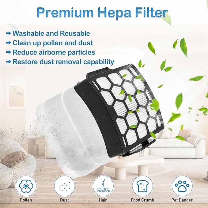 LA802 LA742 Brush Roller Filter Replacement Compatible with Shark Rotator Lift-Away Duo Clean PowerFins LA802 LA742 Upright Vacuum Cleaner Accessories Parts XHF320 XFFK320