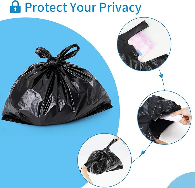 Sanitary Napkin Disposal Bags, Women Personal Disposable Bags Sanitary Waste Bags with Handles for Feminine Products Hygiene Period Pods Tampon Diapers Menstrual Incontinence Storage Bag 200Pcs Black