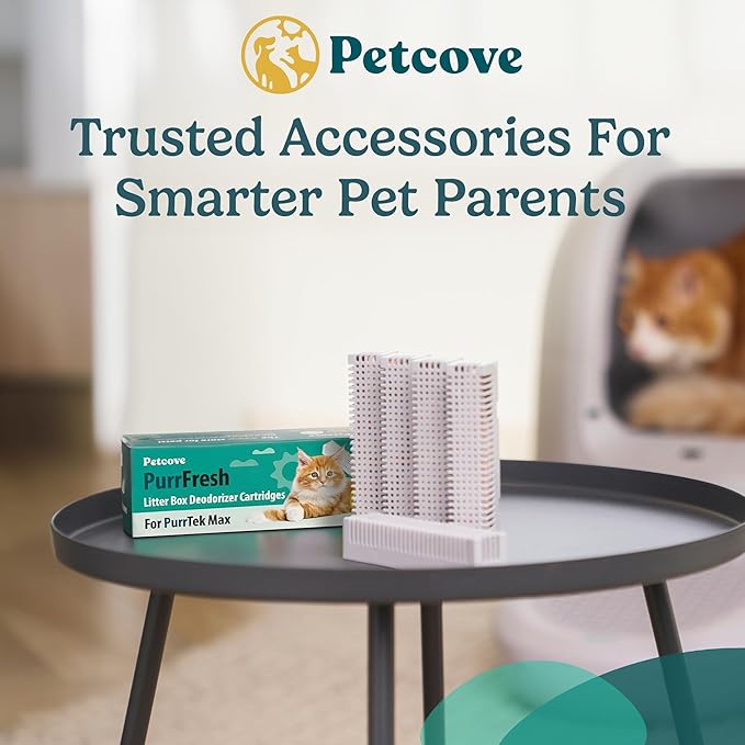 PetCove PurrTek Max Cat Litter Box Filters Replacements | Activated Charcoal Odor Absorber & Deodorizer Pods | Litter Box Filter Scent Eliminator | Precision Fit Filters for Hooded Boxes Long-Lasting