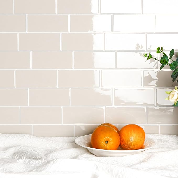 Subway Backsplash Tile Peel and Stick, Beige Self Adhesive Tiles for Kitchen, 10 Sheets Stick on Backsplash for Kitchen and Bathroom (11.56x8.38)