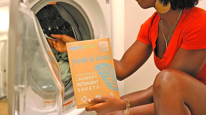 Homevative Laundry Detergent Sheets, 30 Sheets, Up to 60 Loads, Easy Dissolve, Unscented, Eco package, HE Compatible, Septic friendly, Great for travel, college, laundromat and at home