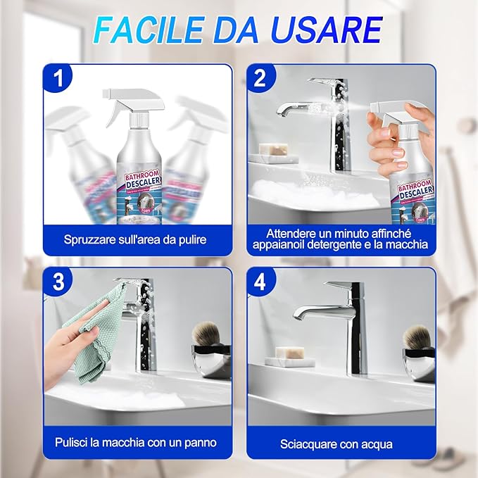 Bathroom Descaler Cleaner, 2026 New Multipurpose Stubborn Stains Cleaner, Bathroom Descaler Cleaners, Bathrooms Cleaning Foam Spray for Kitchen Bath Sink Glass (2)