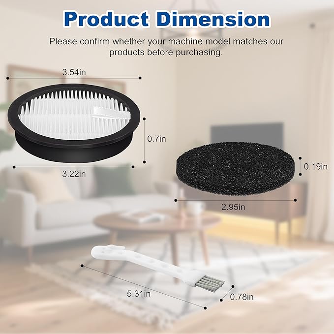 13 Pcs AceVac 11 Filter Replacement Compatible with AFNOP AceVac11 Cordless Anti-tangle Stick Vacuum Cleaner for Home with LED Touch Screen, 4 HEPA Filters, 8 Sponge Filters, 1 Cleaning Brush