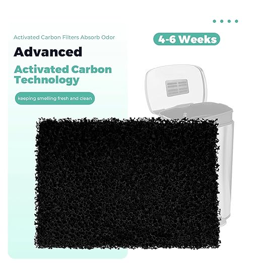 4 Packs Trash Can Odor Absorbing Filters - Activated Charcoal Filters Compatible with Simplehuman Filter Case Trash Cans & Compost Bucket, Activated Carbon Filters Absorb Odor
