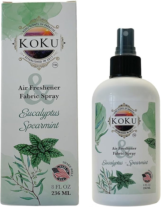 Eucalyptus Spearmint Air Freshener - Room Spray - Odor Eliminator - Deodorizer - Car Air Freshener - Home Spray - Linen Spray - Fabric Refresher - Non-Toxic - Alcohol Free - Made in USA (8 Oz)