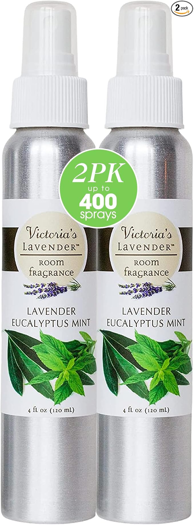 Victoria's Lavender Room Fragrance Spray - Natural Air Freshener & Odor Eliminator, Luxury Essential Oil for Home & Bathroom, Aromatherapy, Ideal Holiday Gift, Lavender Eucalyptus Mint - 2 Pack, 4 oz
