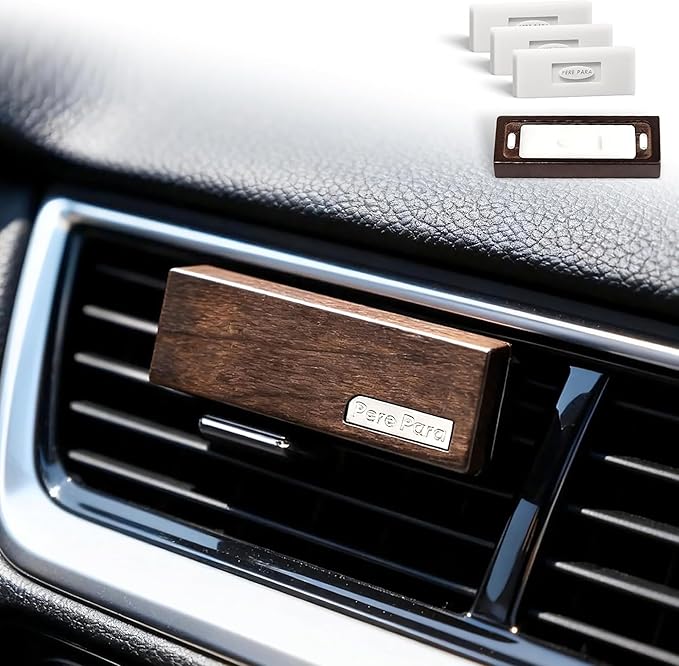 4 Packs Citrus Scented Natural Wood Vent Clips,【Brighten Cabin Mood】 Odor Refresh Car Scents Air Freshener Refills, Long Lasting Fragrance Diffuser, SUV Essentials Gift for Women