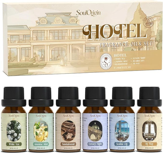 Hotel Fragrance Oils Set, Essential Oil Gift Set for Diffuser, Hotel Scent Diffuser Oil, Diffuser Scents Oil for Home, White Tea, Jasmine Mint, Sandalwood, Luxury Night, Seaside, Myway