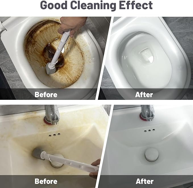Upgrade Pumice Stone Toilet Bowl Cleaner,Bathroom Cleaner Brush Toilet Wand Refills with 30CM Long Handle for Remove Hard Water Stains with 1 Wand+ Pumice Stones (10 Pack)