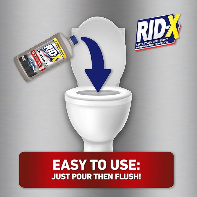 RID-X Septic Tank Treatment Platinum Liquid – 3 Month Supply - Our Best Formula with x2 More Waste Reduction