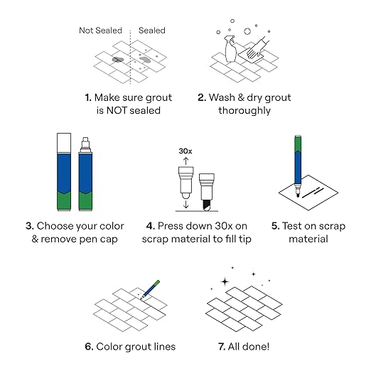 Grout Pen Dark Grey Tile Grout Paint Marker: Waterproof Tile Grout Paint Pen Colorant, Grout Shine Touch Up & Renew - Dark Grey, Narrow 5mm Tip (7mL)
