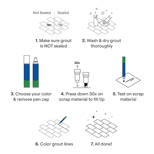 Grout Pen Cream Tile Paint Marker: Waterproof Grout Paint, Tile Grout Colorant and Sealer Pen - Narrow 5mm, 2 Pack with Extra Tips (7mL) - Cream