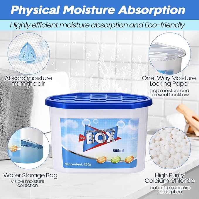 LemonRoad 20 Pack Moisture Absorbers 20 oz 600 ml Humidity Absorber Boxes Portable Compact Dehumidifier for Closet Bathroom Car Boats Kitchen Basement Odor Remover, 4.1 x 6.1 x 3.3 Inch