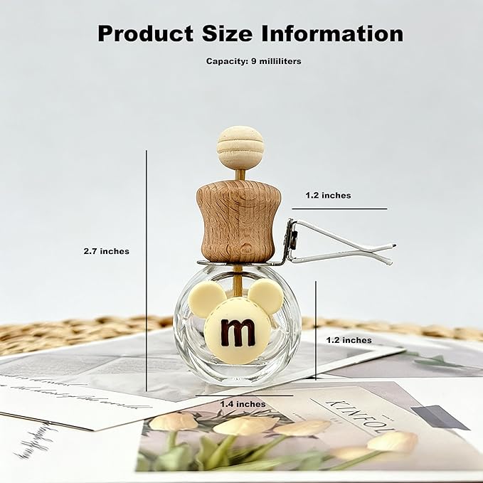 2 Pack Car Air Freshener Diffuser Bottle Refillable Empty Glass Perfume Bottle with Vent Clip, Drift Car Air Freshener Clip Essential Oil Diffuser for Car Oil Diffusers Interior Decor-A4
