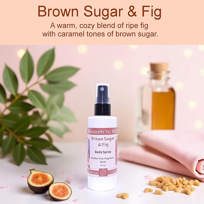 Blossom to Bath Brown Sugar & Fig Body Spray (4 Ounce) - Natural Fragrance - Energizes Skin with a Rich Fruity Scent