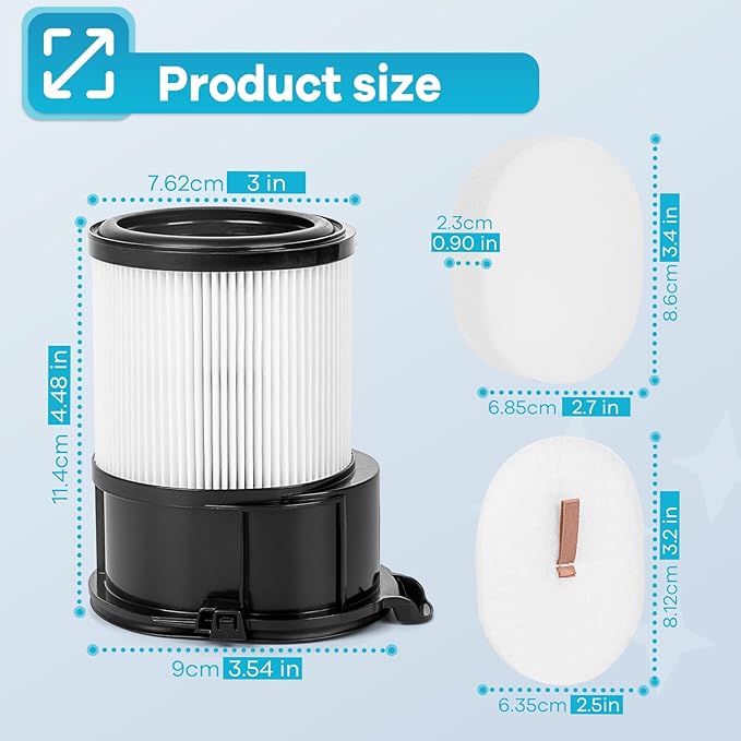 IP3251 Vacuum Replacement Filters for Shark PowerDetect Cordless Upright Cleaner IP3251, IP3253, IP1251, 1 HEPA Filter and 2 Foam & Felt Filters