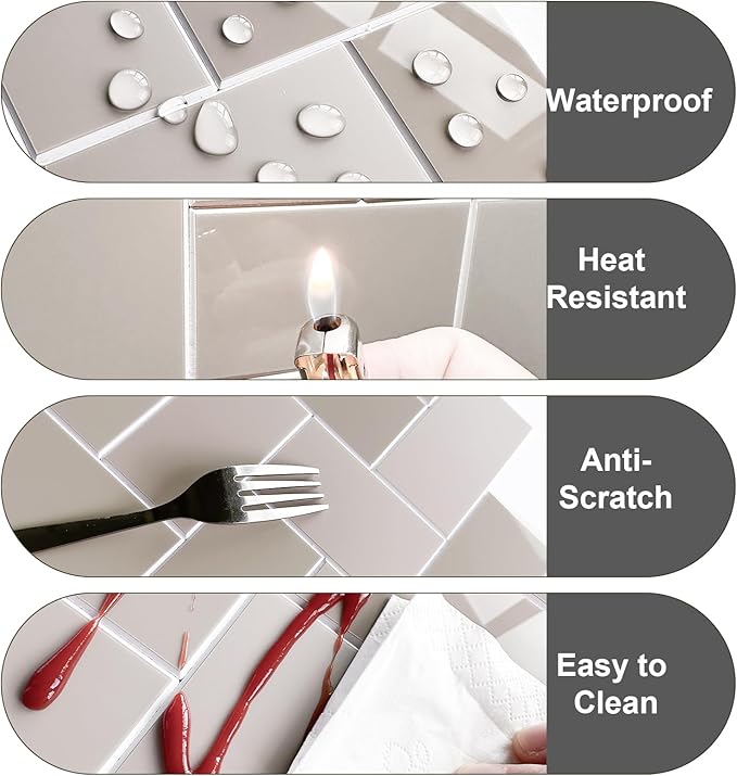 Peel and Stick Backsplash for Kitchen,New Upgrade Herringbone Premium Kitchen Backsplash,Stick on Subway Tile Peel and Stick Backsplash (Glossy and Matte Beige)