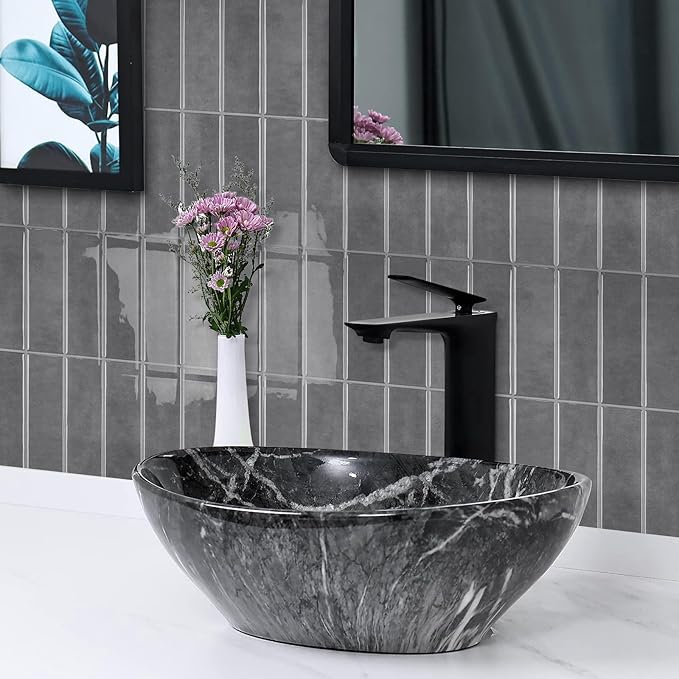 Peel and Stick Tile，New Upgrade Thicker Design Self Adhesive 12" x 12" Large Premium Peel and Stick Backsplash for Kitchen (Grey).