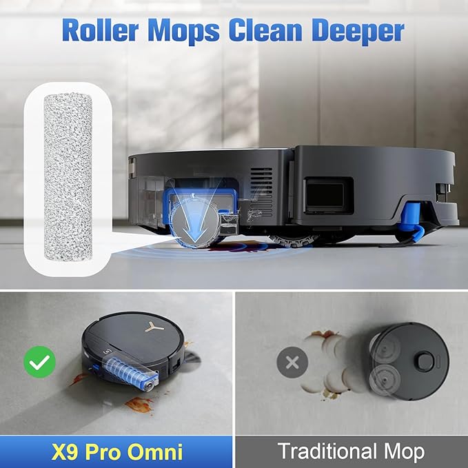 X9 Pro OMNI Accessories Kit for ECOVACS DEEBOT X9 PRO OMNI /X9 Pro Vacuum Cleaner, 22 Replacement Parts 1 Roller Brush, 2 Roller Mop, 4 Filters, 6 Dust Bags, 6 Side Brushes and Cleaning Tools
