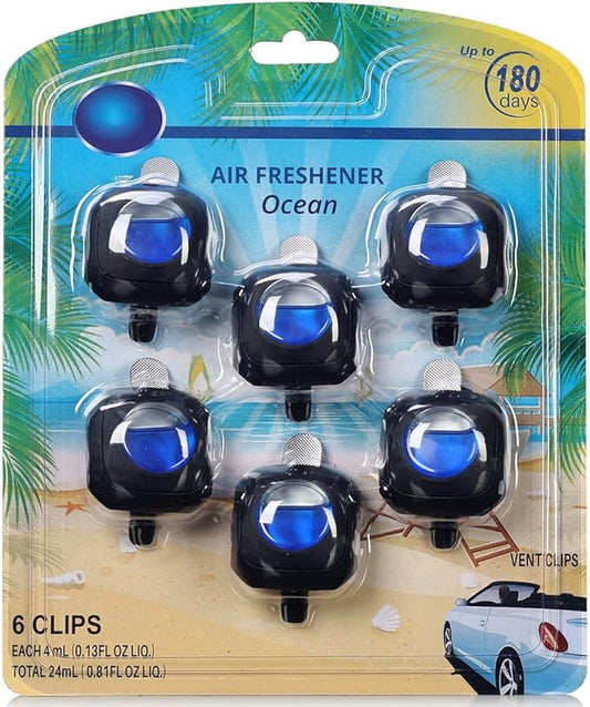 Car Air Freshener (Ocean) Natural Car Air Freshener, Essential Oil Diffuser, Car Scent Lasting Over 180 Days 6 Packs