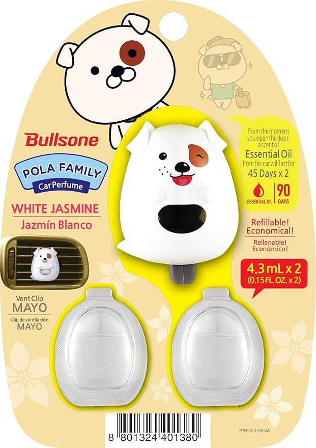 Bullsone Grasse L'esterel, Natural Car Air Fresheners, Luxury Car Perfume - Naples Blue with FREE VENT CLIP TYPE Car Air Freshener Jasmine Scent