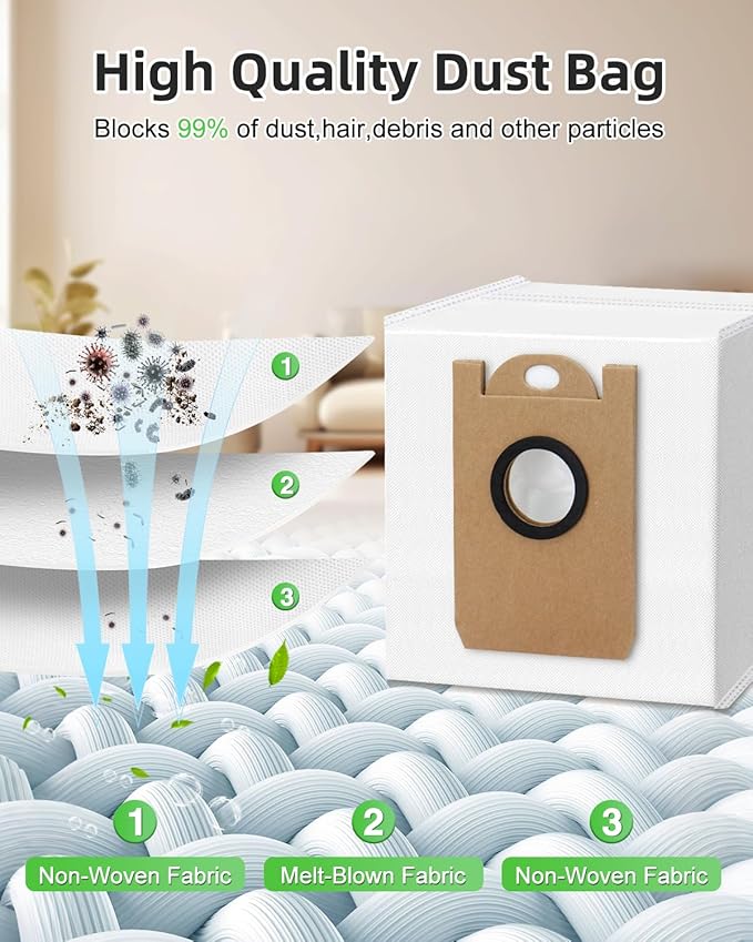 Chuancheng 9 Pack Vacuum Bags Replacement for Tikom L8000 Plus/Medion X20 SW+ MD 11415 Vacuum Cleaner, Dust Bag Collecting Bags Accessory Sets
