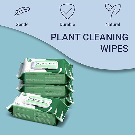 happimess WPE1000A-4SET Plant Cleaning Wipes, Gently Cleans & Shines Houseplant Leaves, Dust Remover with Aloe Vera, Shea Butter & Chamomile, 400 Count (Pack of 4)