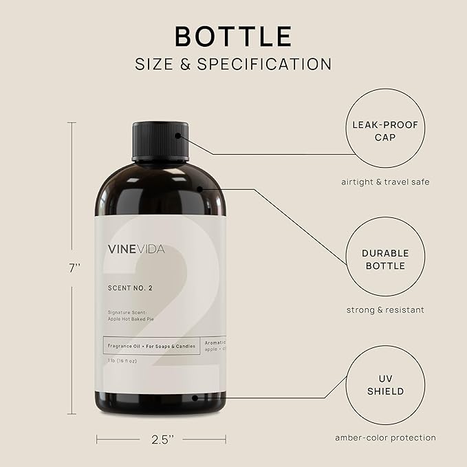 VINEVIDA [16oz] Apple Hot Baked Pie Fragrance Oil - Fall Scents for Candle Making - Essential Oils - Candle Scents