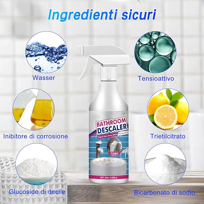 Bathroom Descaler Cleaner, 2026 New Multipurpose Stubborn Stains Cleaner, Bathroom Descaler Cleaners, Bathrooms Cleaning Foam Spray for Kitchen Bath Sink Glass (2)