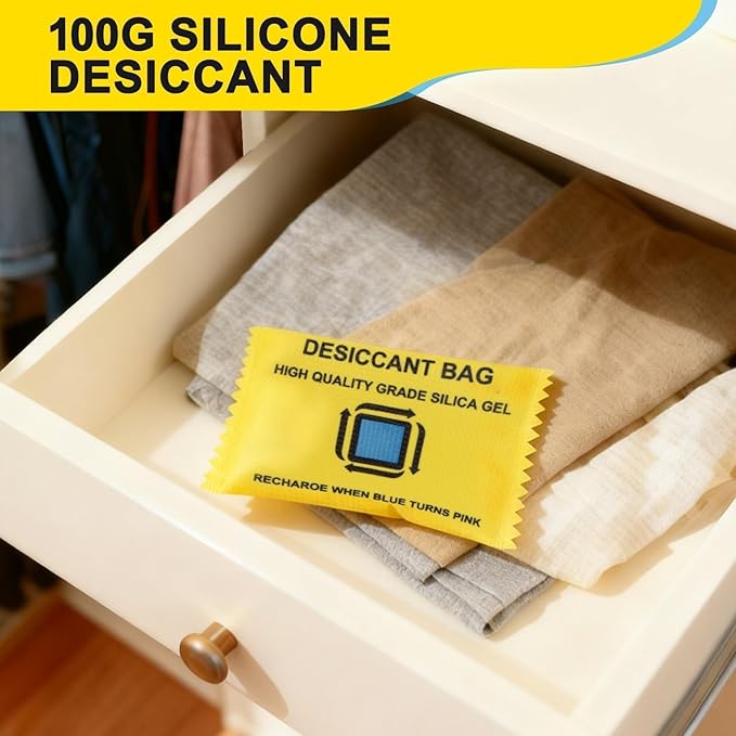 6 Packs Rechargeable Desiccant - GARGEN Moisture Absorber Reusable Silica Gel Packets, Color Changing Desiccant for Moisture Control & Storage,100g