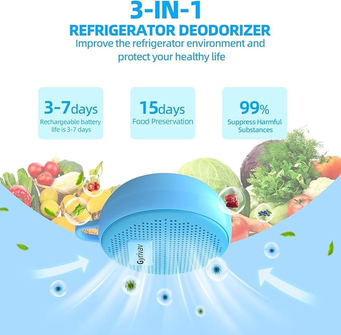 Refrigerator Deodorizer,Fridge Deodorizer Long Lasting Odor Eliminator for Fridge,Kitchen Gadgets Charcoal Air Purifier Odor Eliminator for Closet, Blue