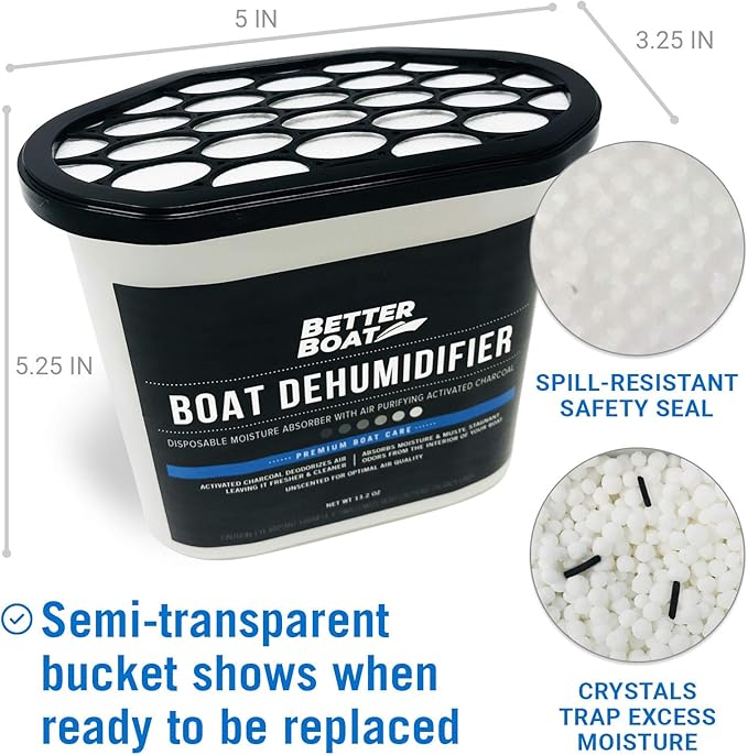 Moisture Absorber with Activated Charcoal Dehumidifier Bucket, Unscented Odor Absorber for Closet Basement Bathroom Boat RV, Disposable No Refill - Better Boat