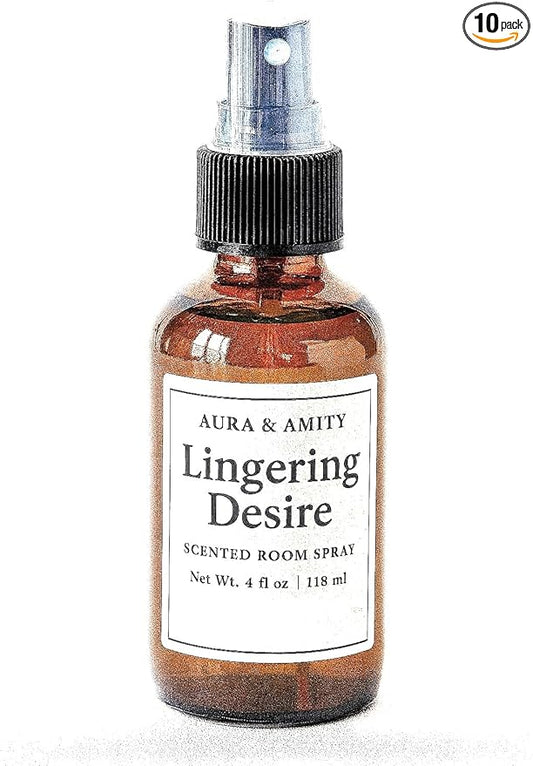 Aura & Amity Premium Room & Linen Spray – Handmade Luxury Fabric & Home Fragrance Mist, Long-Lasting & Eco-Friendly (Lingering Desire)