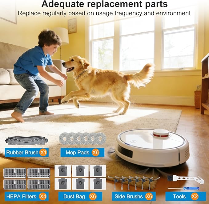 25 Pack Accessories for Dreame L40 Ultra / L40 Gen2 / X40 Ultra/Master, MOVA P10 / P50 Pro Ultra Robot Vacuum Replacement Parts - Main Brush, Active Filters, Mop Pads, Dust Bags, Side Brushes