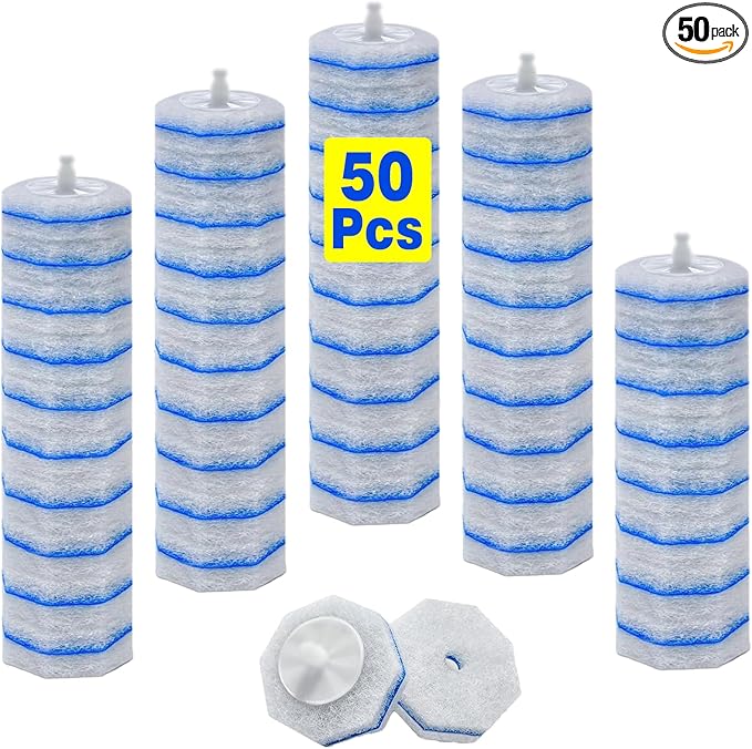 2X Cleaning Power Upgrade Formula Toilet Wand Refills, Fits for Clorox Wand, 50 Count Disposable Toilet Bowl Wand Refills - No Falling Apart, Fits Most Brand Toilet Brushes for Bathroom Cleaning