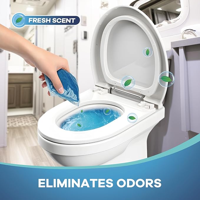 26 Packs RV Toilet Treatments, Holding Tank Deodorizers for RV/Marine Portable Camping Toilet Eliminating Odors and Breaking Down Waste Papers Fresh Scent