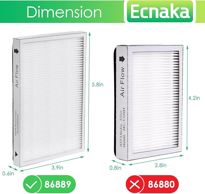 4 Pack 86889 HEPA Media Filter Replacement for Sears Kenmore EF-1, 86889, 20-86889, 40324, 53295, KC38KCEN1000 Canister and Upright Vacuum Cleaner, Also For Panasonic Part MC-V199H