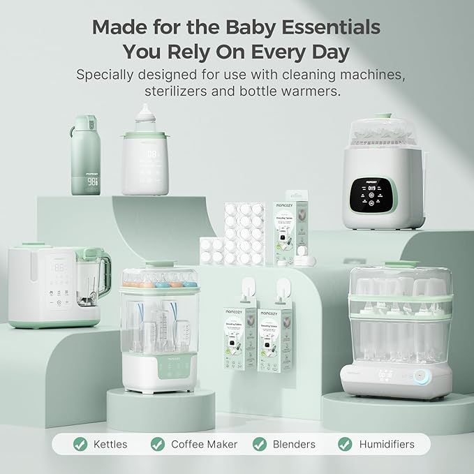 Momcozy Official Descaling Tablets, Compatible KleanPal Pro Baby Bottle Washer, Descaler for Milk & Limescale Removal, 30 Count