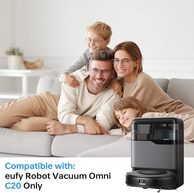 26 PCS Replacement Parts Fit fot Eufy Omni C20 Robot Vacuum Cleaner Accessories Kit, 2 Main Roller Brushs 4 Filters 6 Dust Bags 6 Mop Pads 6 Sidebrushs 1 Cleaning Brush 1 Screwdriver