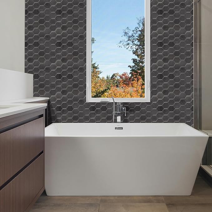 10-Sheet Hexagon Peel and Stick Backsplash for Kitchen, New Upgrade Premium Extra Thicker Design 3D Self Adhesive Wall Tiles, Large Stick on Tiles for Kitchen and Bathroom (12" x 12")
