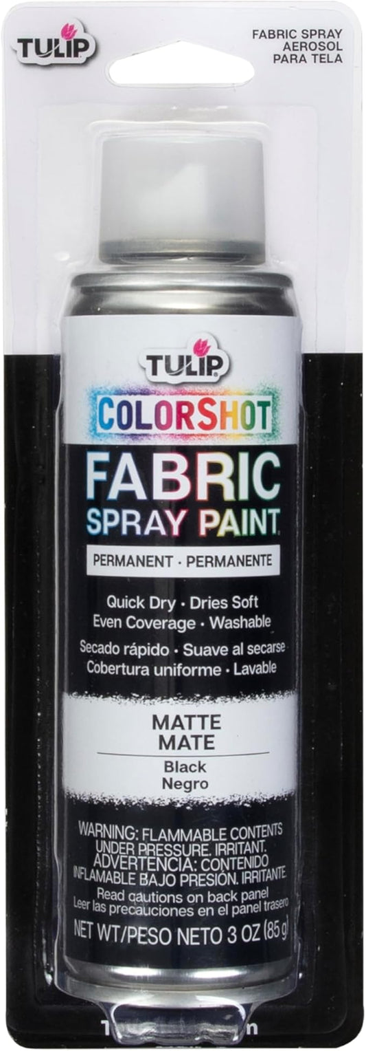 Tulip ColorShot Instant Fabric Spray Paint, Permanent Color Spray-On Fabric Paint, 3oz. Black
