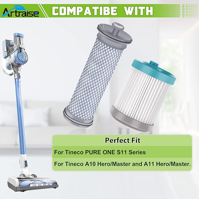 Filter Replacement for Tineco A10 A11 Hero, A10 A11 Master, PURE ONE S11, PWRHERO11 Snap Cordless Vacuum Cleaner, 2 Pre filters and 2 HEPA filters …