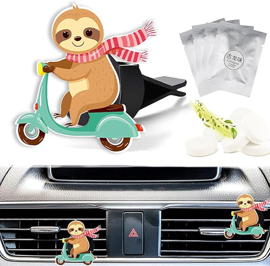 Cute Car Air Freshener Clips Sloth Car Vent Clip Sloth Cars Scents Cologne Air Conditioner Clip Auto Vent Interior Decoration Cars Accessories Sloths Loves Gifts for Men Women