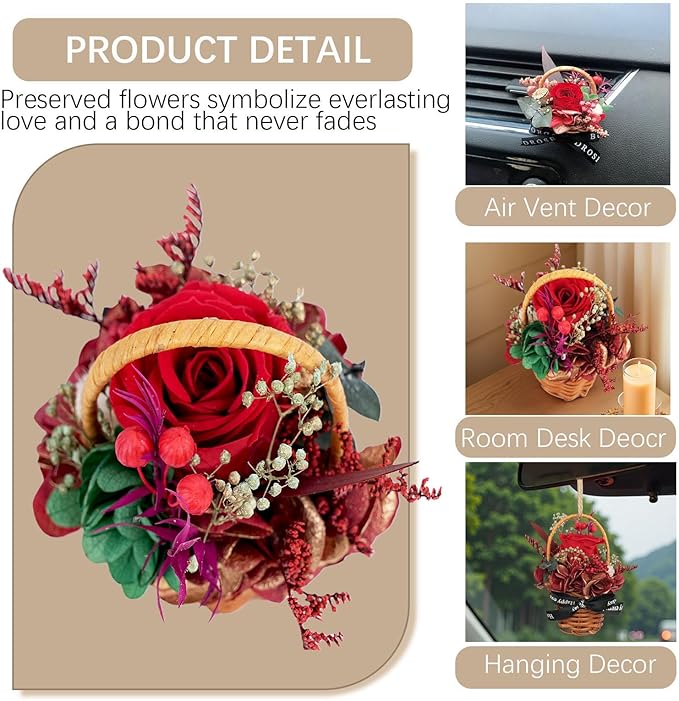 Small Bouquet Car Air Freshener Vent Clips Mini Fresh Flower Bouquet Air Conditioning Outlet Perfume Clip Decoration Essential Oil Diffuser Vent Clip Auto Interior Accessories for Car Decor
