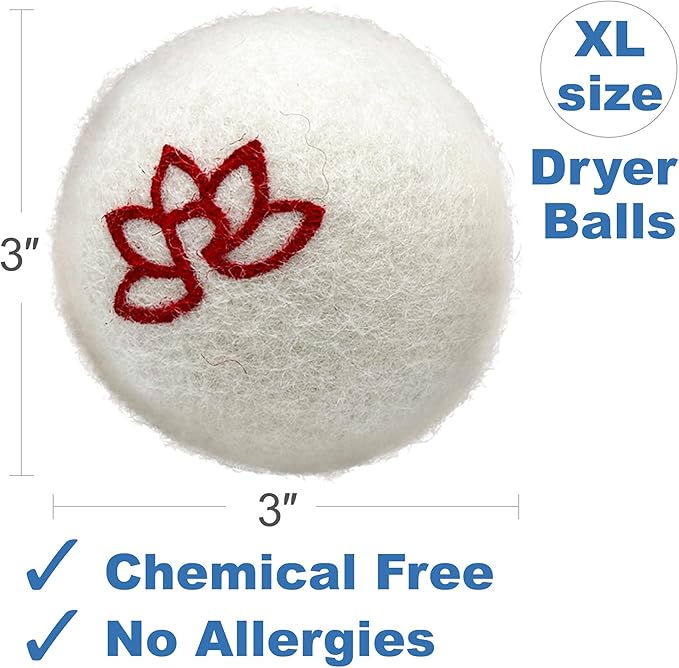 Organic Scented Wool Dryer Balls for Laundry Reusable | XL Scented 3-Pack with Lavender Oil – Natural Fabric Softener for Laundry – Chemical-Free, Hypoallergenic, Energy Saving